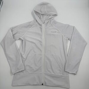 Tesla Lightweight Zip Up Hoodie Jacket‎ Long Sleeve Thumbholes White Small